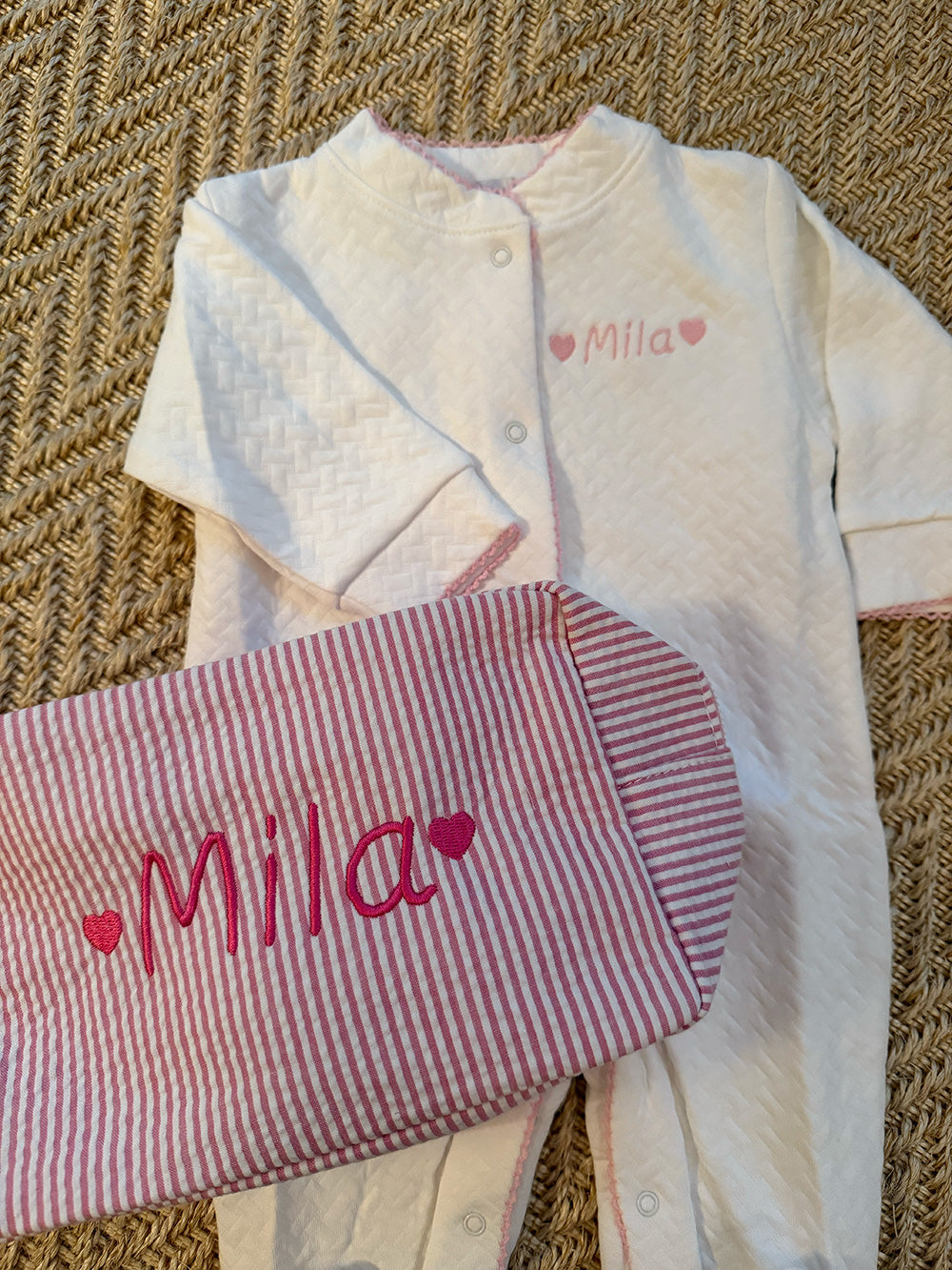 Nella Pima White Basket Weave Footie