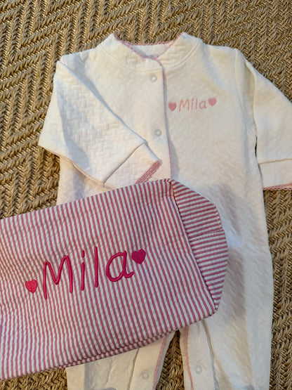 Nella Pima White Basket Weave Footie