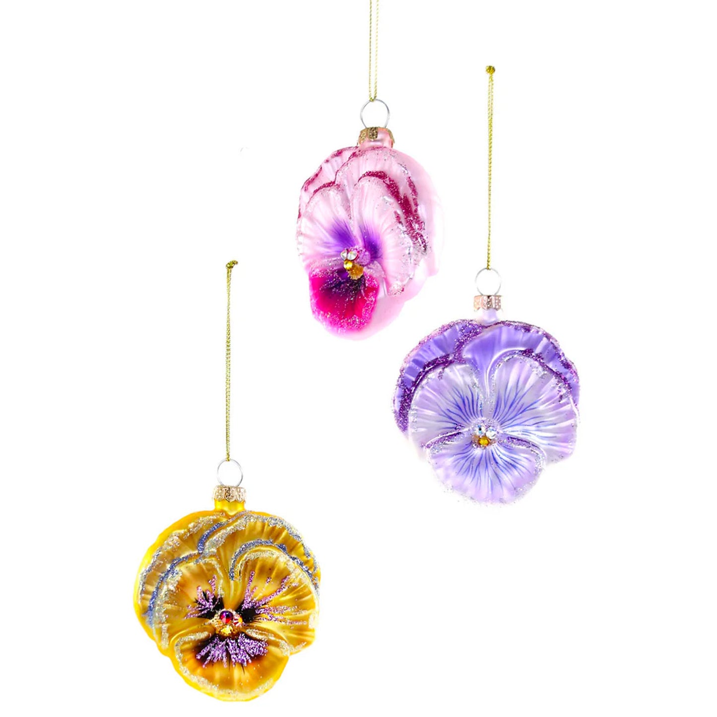 Glittered Pansy Ornament