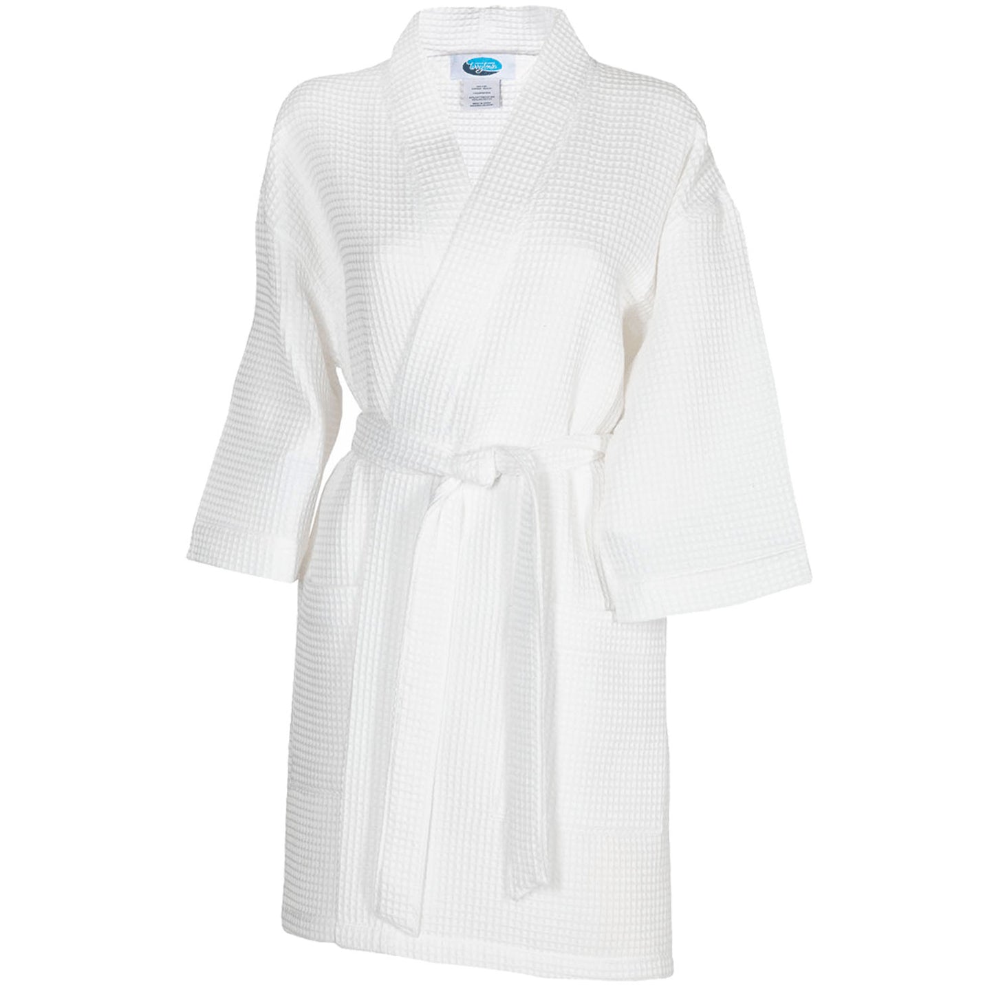 Thigh Length Waffle Weave Kimono Robe