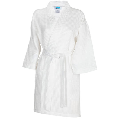 Thigh Length Waffle Weave Kimono Robe