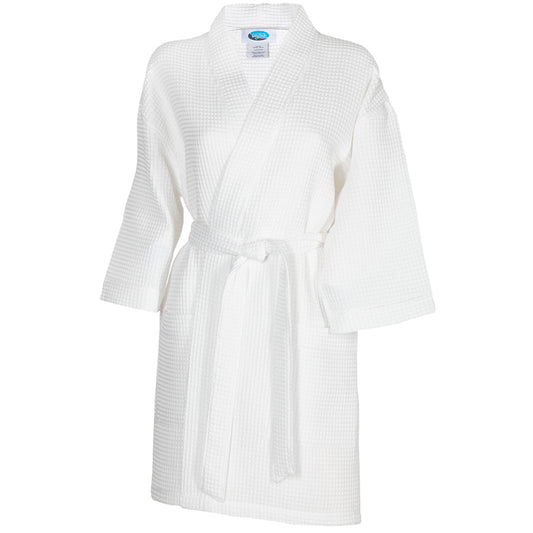 Thigh Length Waffle Weave Kimono Robe