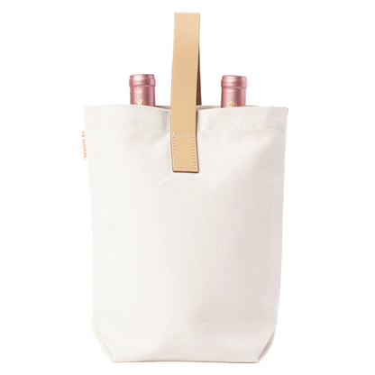 Leather Handle 2-Bottle Wine Carrier