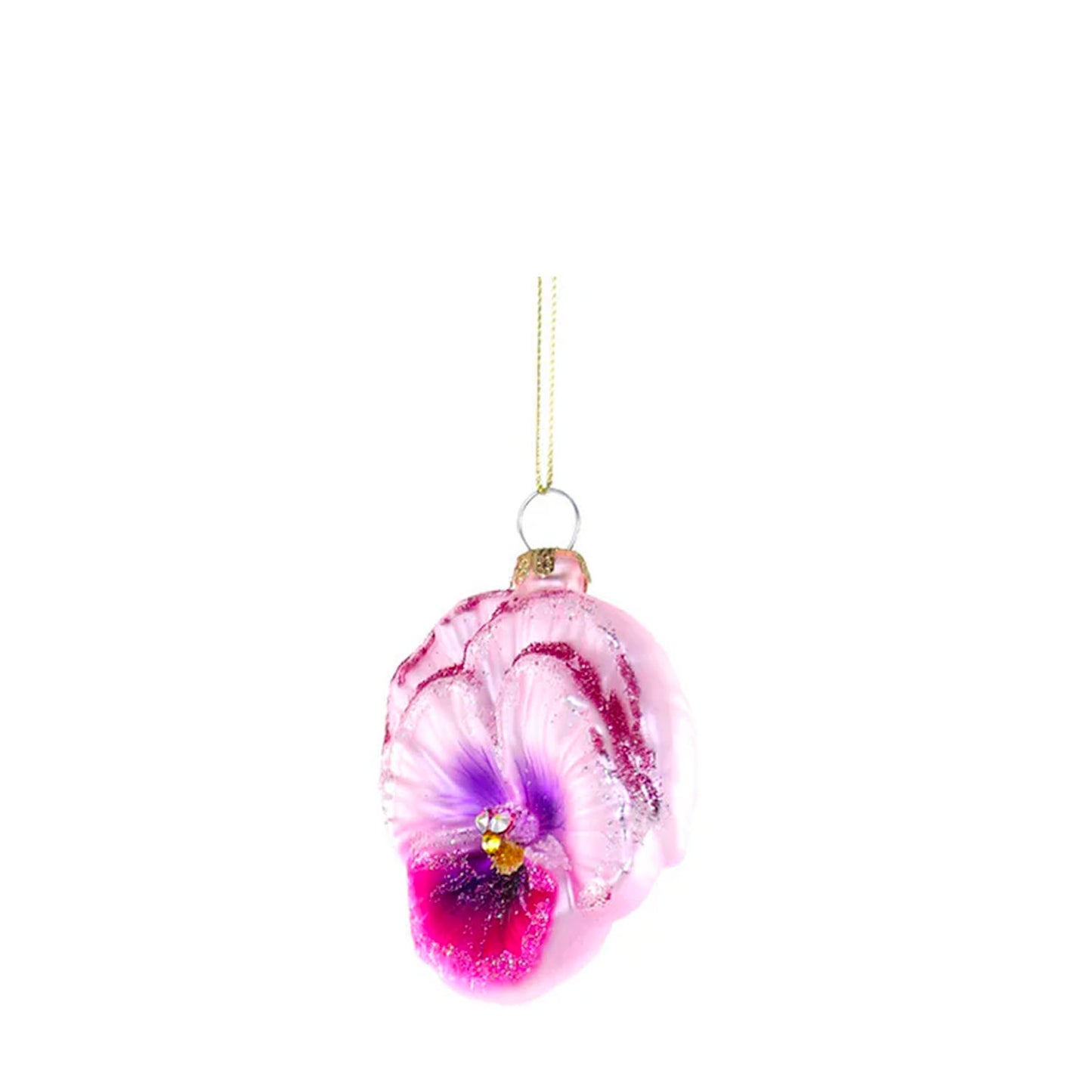 Glittered Pansy Ornament