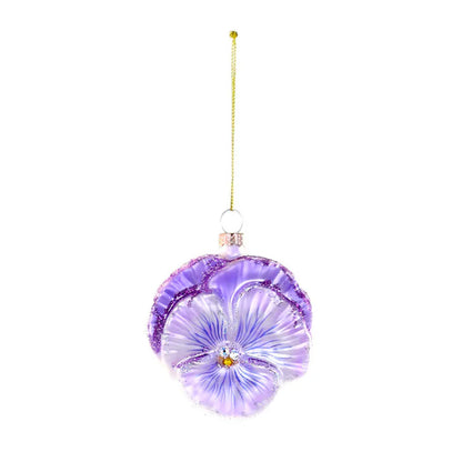 Glittered Pansy Ornament