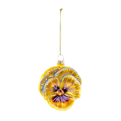 Glittered Pansy Ornament